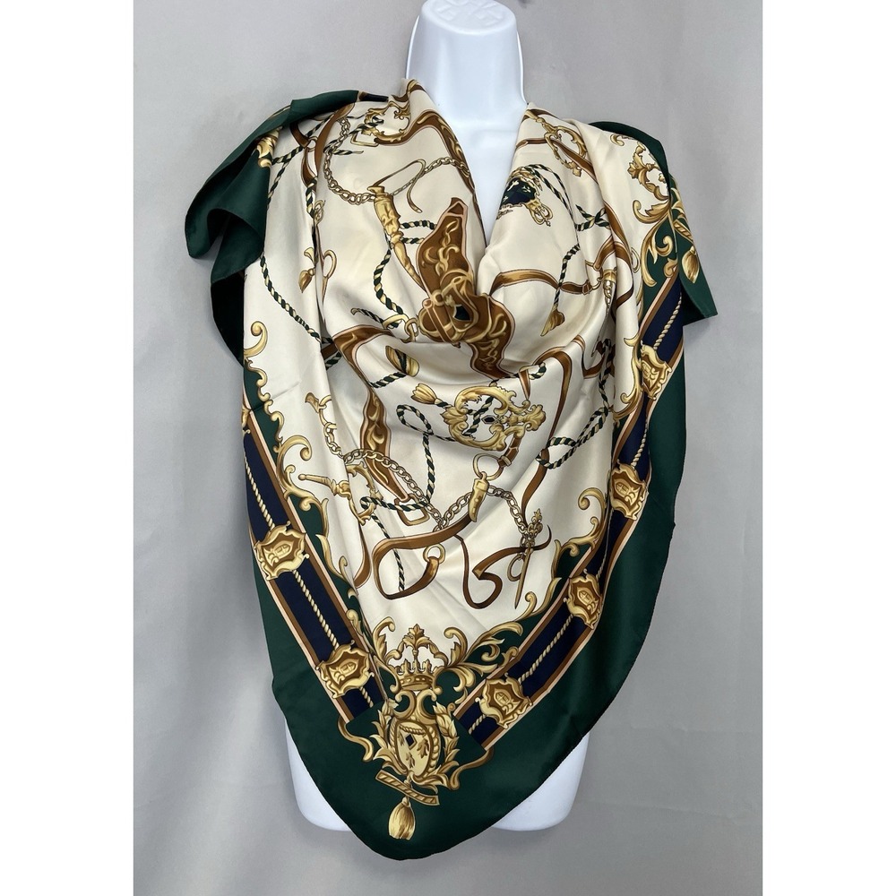 Womens Scarf Made Un Italy 34x34 Chains Multicolor Polyester